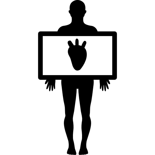 Human body with heart silhouette  icon