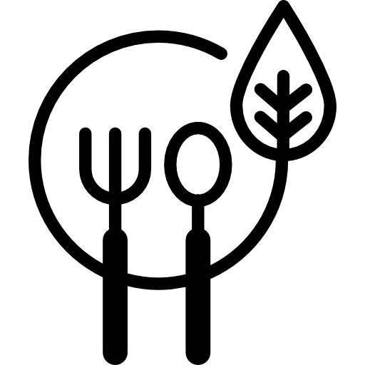 spoon and fork on a plate  icon