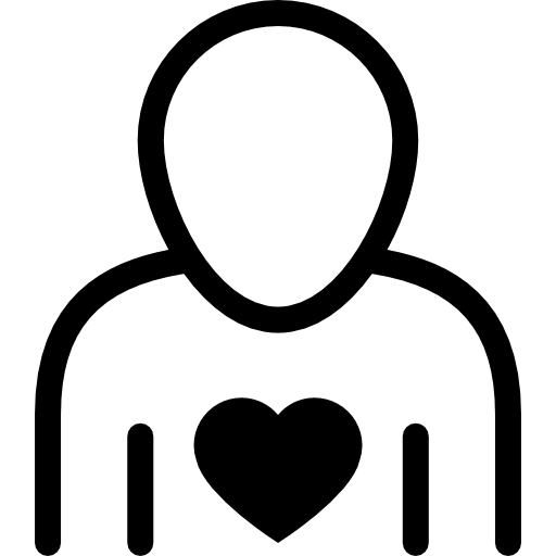 profilo umano con cuore  icona