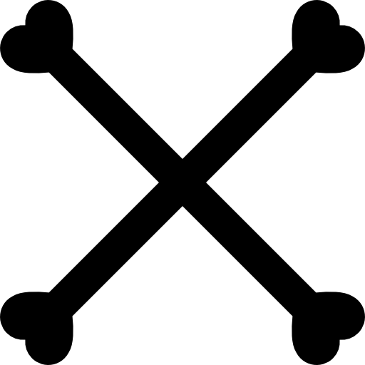siluetta delle ossa che forma un simbolo trasversale  icona