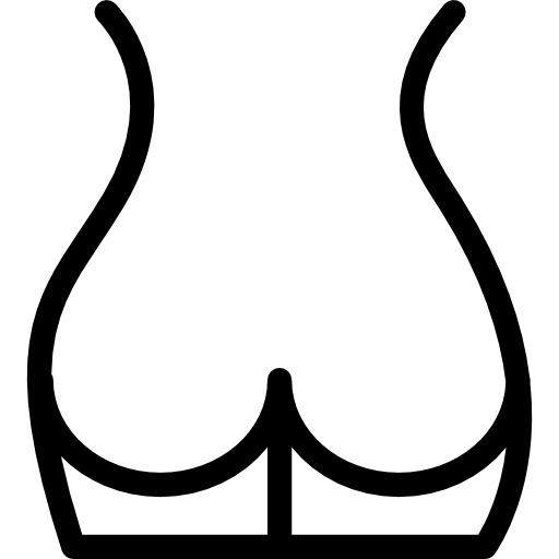 parte posterior del cuerpo que muestra el área de los glúteos.  icono