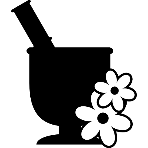 mortier avec des fleurs  Icône