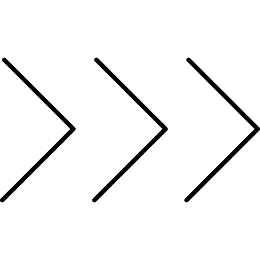 drie chevronpijlen die naar rechts wijzen  icoon
