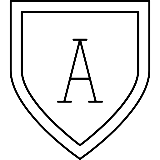 Форма щита с буквой А  иконка