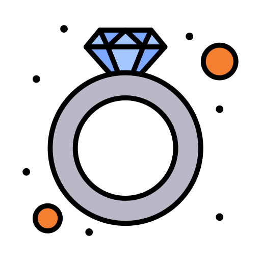 anillo de diamantes Flatart Icons Lineal Color icono