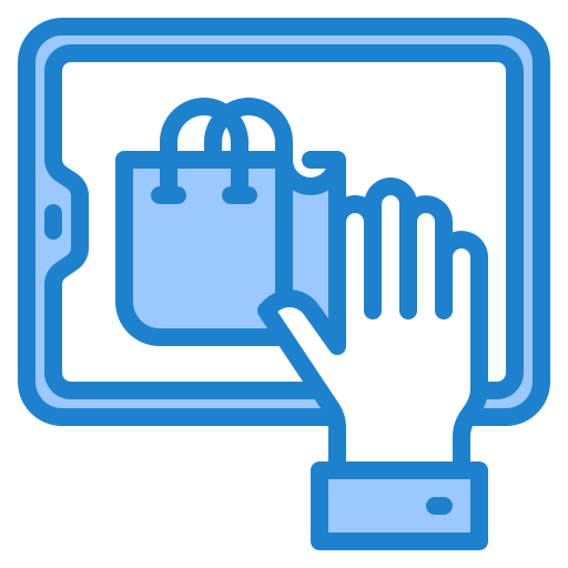 Mobile shopping srip Blue icon