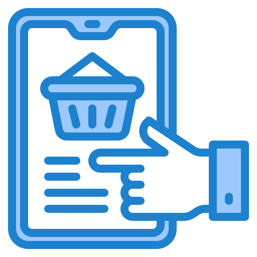 Mobile shopping srip Blue icon