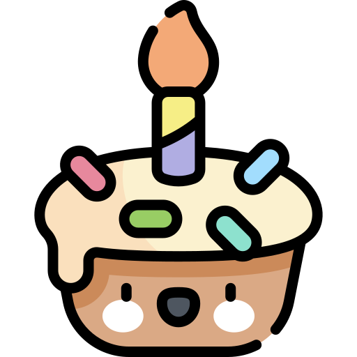 Birthday cupcake Kawaii Lineal color icon