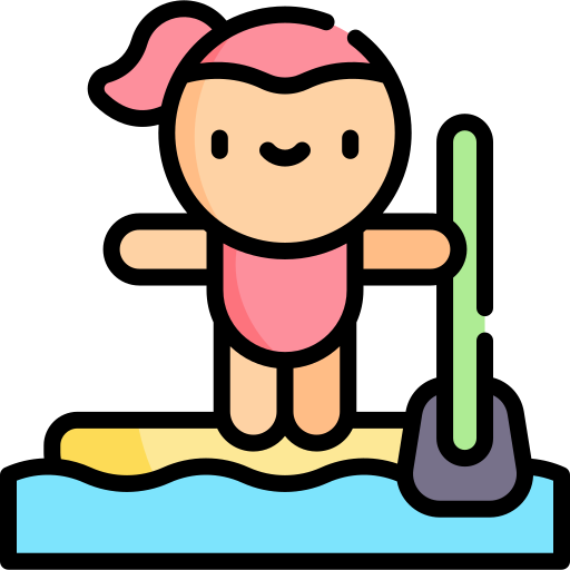 paddle boarding Kawaii Lineal color icoon