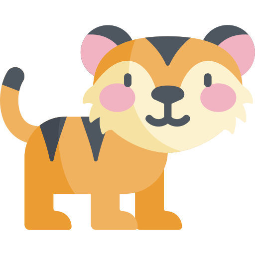 tigre Kawaii Flat icono