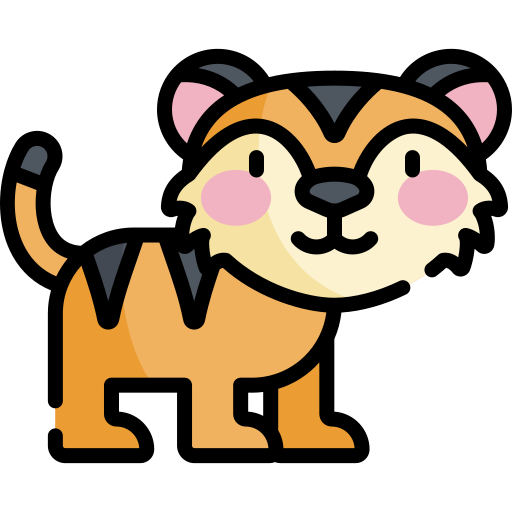 tigre Kawaii Lineal color Icône