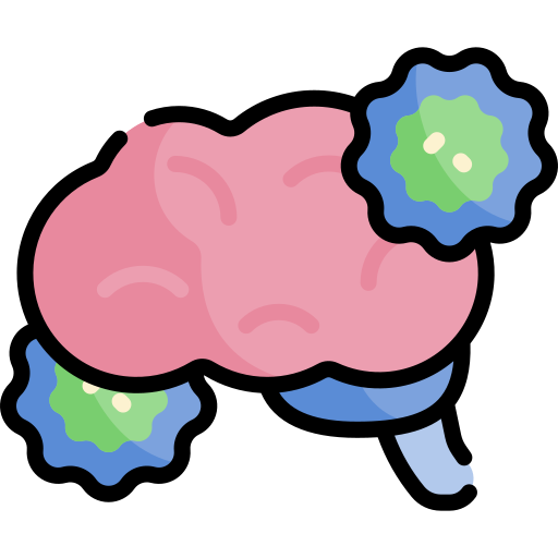 cerebro Kawaii Lineal color icono