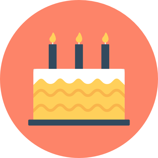 gâteau d'anniversaire Flat Color Circular Icône