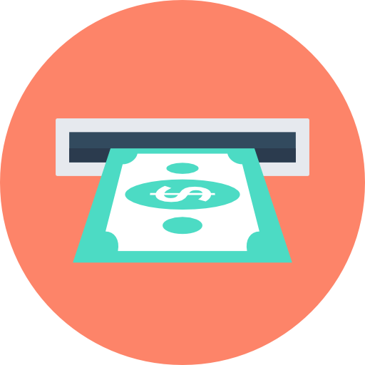 bankomat Flat Color Circular ikona