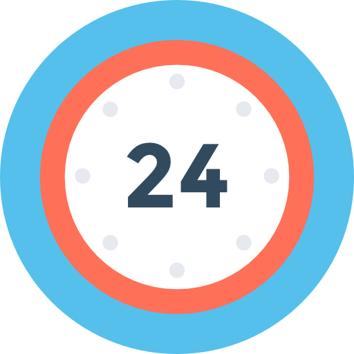 24時間 Flat Color Circular icon