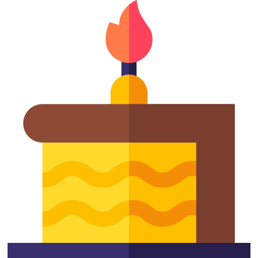 pezzo di torta di compleanno Basic Straight Flat icona