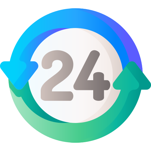 24 hours 3D Basic Gradient icon