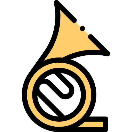 French horn Detailed Rounded Lineal color icon