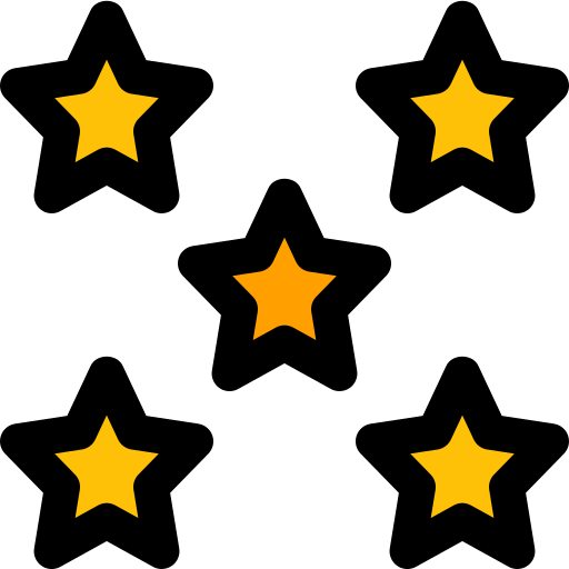 5 estrellas Pixel Perfect Lineal Color icono