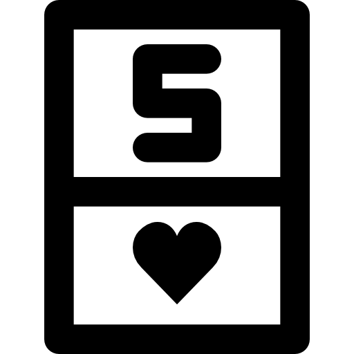 cinq de cœur Basic Black Outline Icône