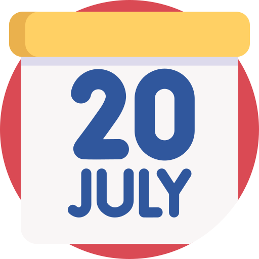 20 lipca Detailed Flat Circular Flat ikona