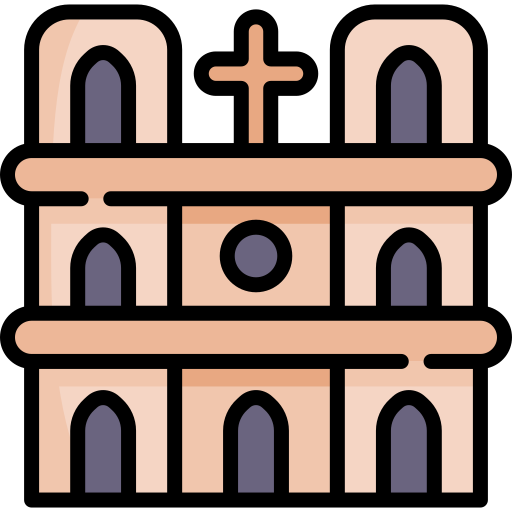 notre dame Kawaii Lineal color icon