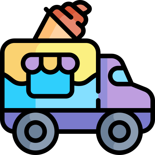 camion dei gelati Kawaii Lineal color icona