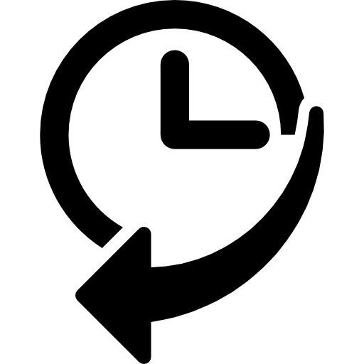 symbole d'interface d'historique de navigation d'une horloge avec une flèche  Icône