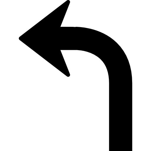 curva della freccia che punta a sinistra  icona