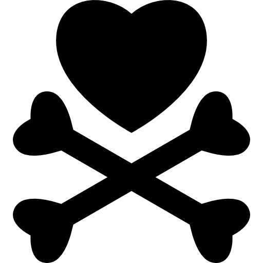 Heart and bones cross  icon
