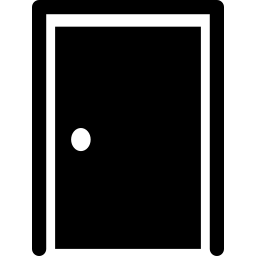 puerta cerrada con silueta de borde  icono