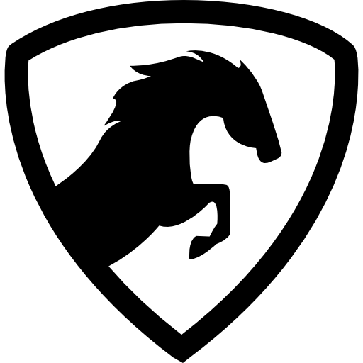 springendes pferd in einem schild  icon