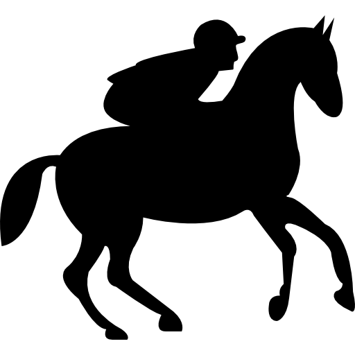 Running horse with jockey  icon