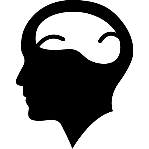 Bald man head with brain  icon