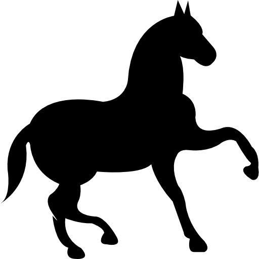 tańczący czarny koń z jedną nogą podnoszącą  ikona