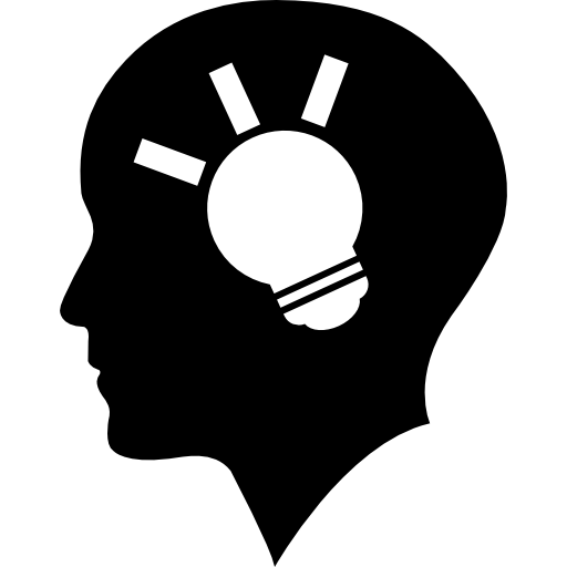 電球が入ったハゲ頭の側面図  icon