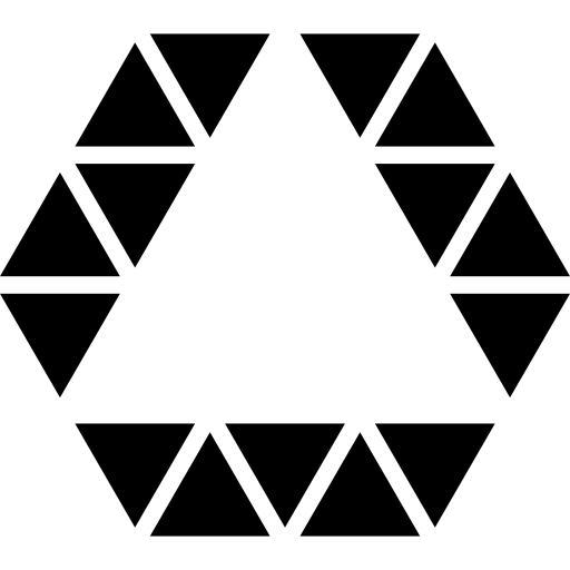 triangle à l'intérieur du contour de forme hexagonale de la ligne de petits triangles  Icône