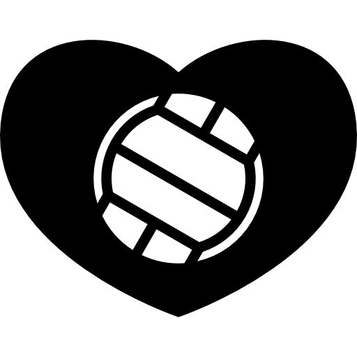 pelota de voleibol en un corazón  icono