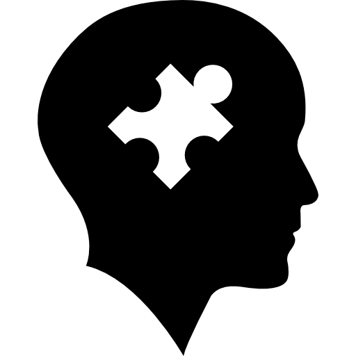 Bald head with puzzle piece  icon