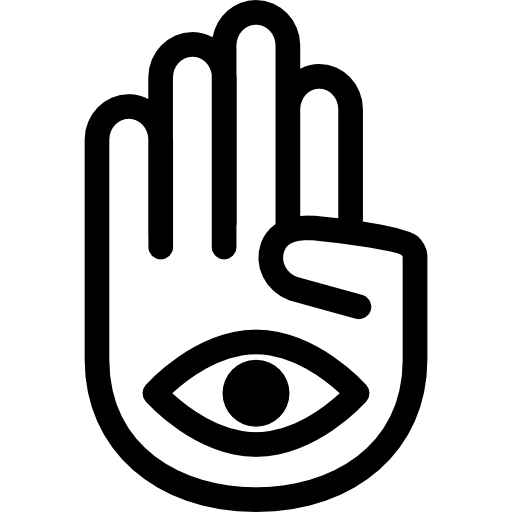 dłoń z jednym okiem w postawie mudry  ikona