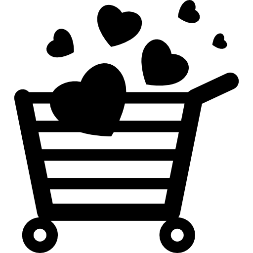 carro de compras adicto a las compras con corazones  icono