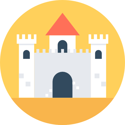 castillo Flat Color Circular icono