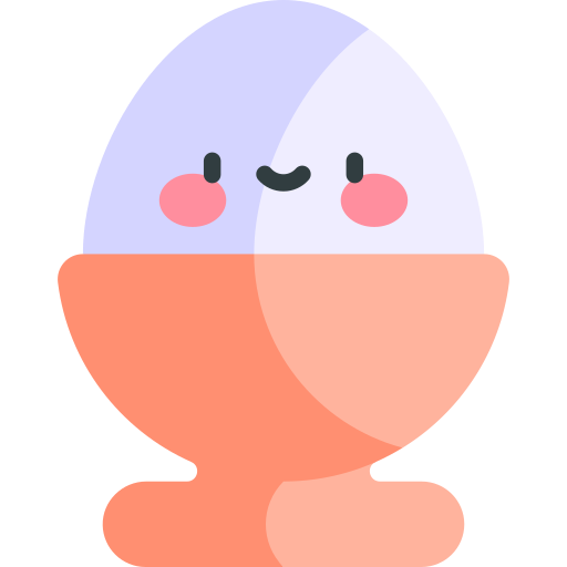 huevo duro Kawaii Flat icono