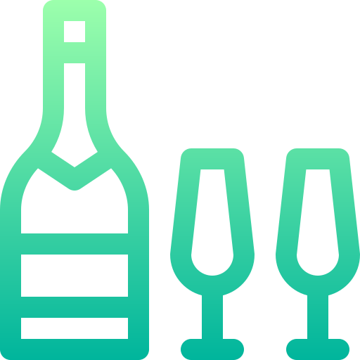 Бокал шампанского Basic Gradient Lineal color иконка