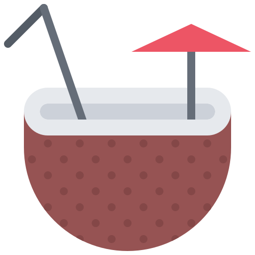 bebida de coco Coloring Flat icono