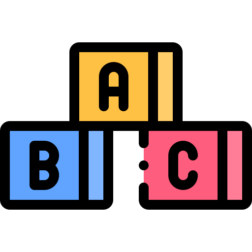 bloque abc Detailed Rounded Lineal color icono