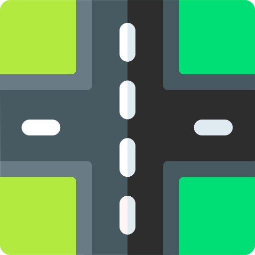 skrzyżowanie dróg Basic Rounded Flat ikona
