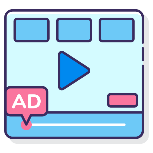 video-advertenties Flaticons Lineal Color icoon