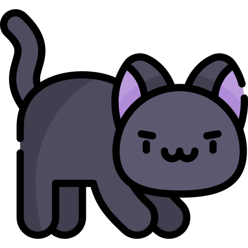 Black cat Kawaii Lineal color icon