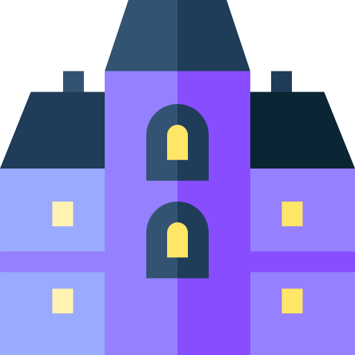 Haunted house Basic Straight Flat icon